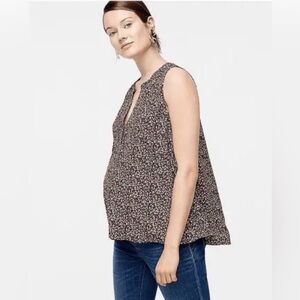 HATCH for J. Crew Maternity Black Floral Sleeveless Blouse Size:XS-S